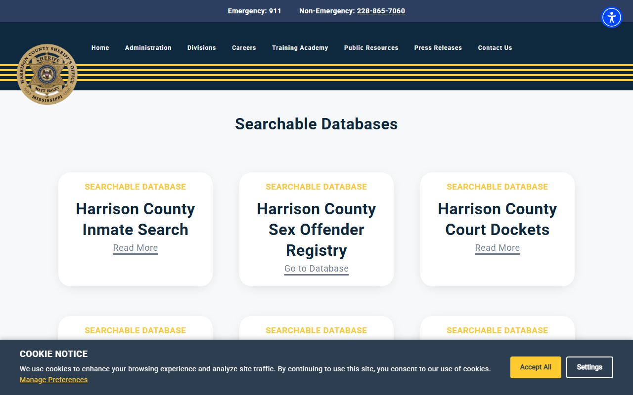 Harrison County booking photo public records resources page